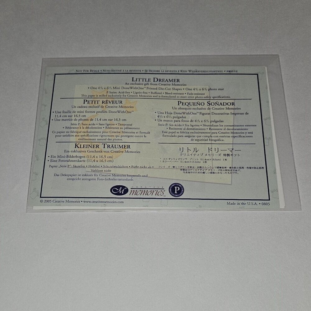 Creative Memories 2005 Little Dreamer Exclusive Gift Die-Cut Shapes Photo Mat